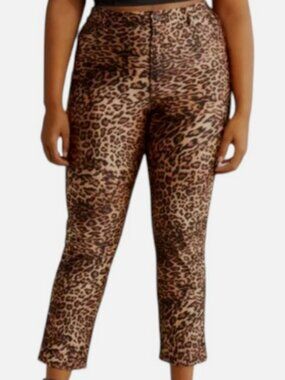 Good American Womens' Beige Shine Compression Straight Leg Pants Size 10